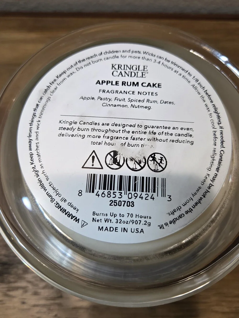 Kringle Apple Rum Cake Extra Large 4 Wick Candle 32oz